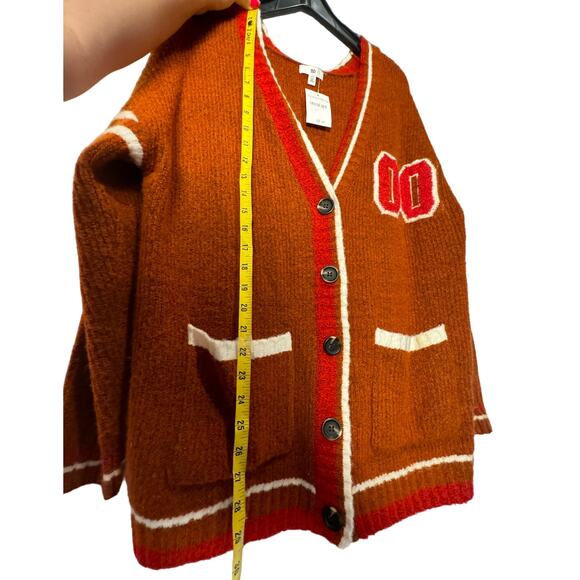 NWT BP Nordstrom Womens‎ Oversized Varsity Cardigan Rust Ivory Taylor Swift - Picture 14 of 16